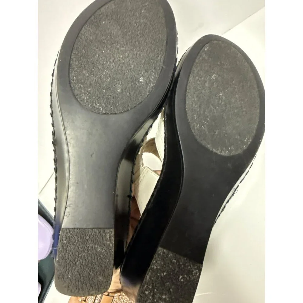 Duck Head Women's Sandals BETH White Wedge Leather Open Toe Size 10 Wide